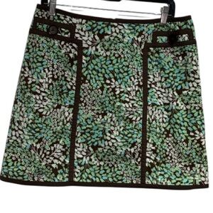 Harold’s skirt Floral Green Brown cotton spandex y2k size 12 pockets